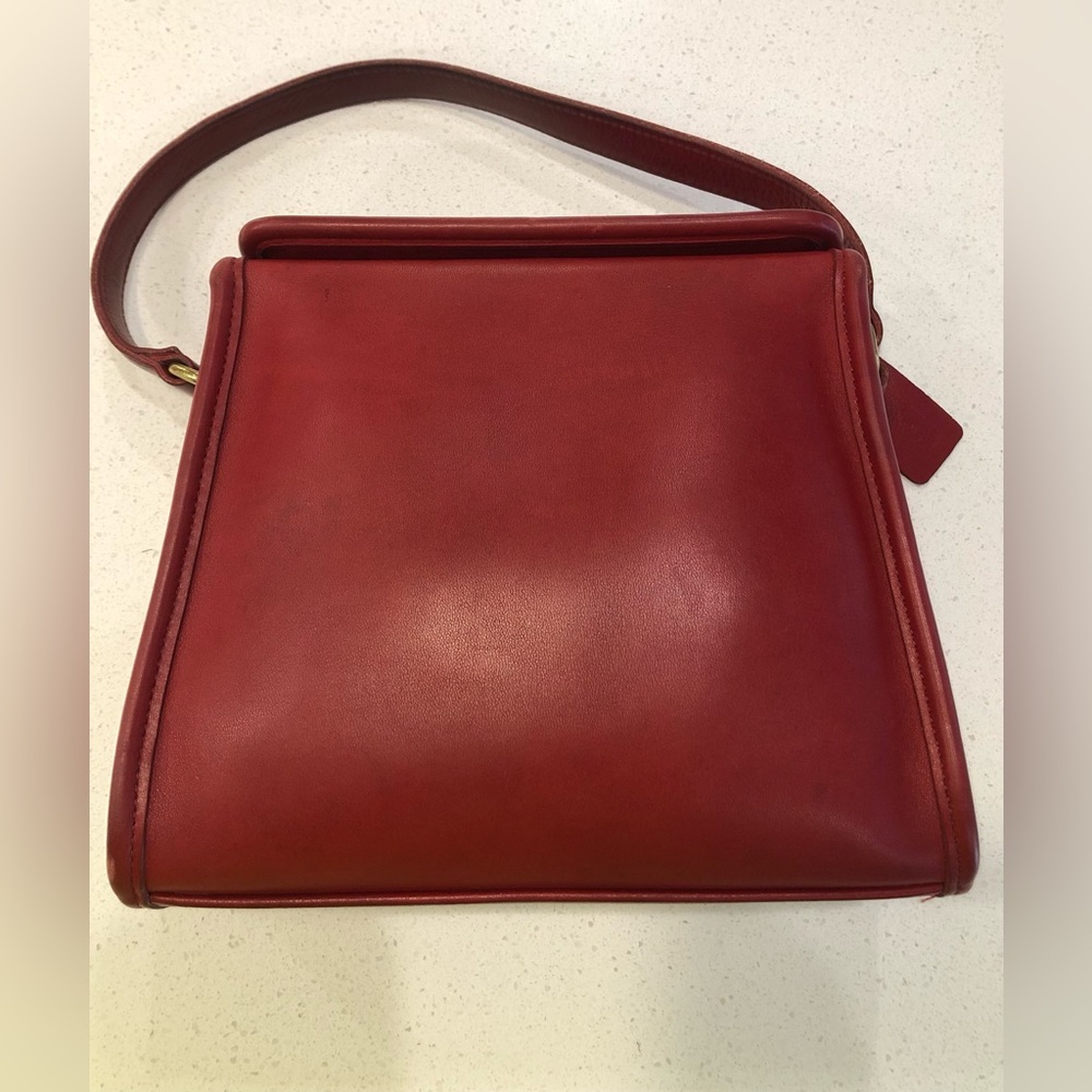 Vintage Coach Hard To Find Red Leather Geometric Bag #9043 Handbag With Hangtag - Picture 2 of 16